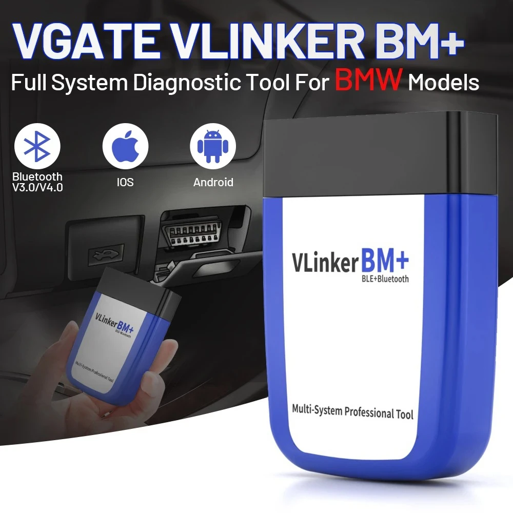 Vgate vLinker BM+ Escaner OBD2 Bluetooth para BMW y MINI compatible con iOS y Android