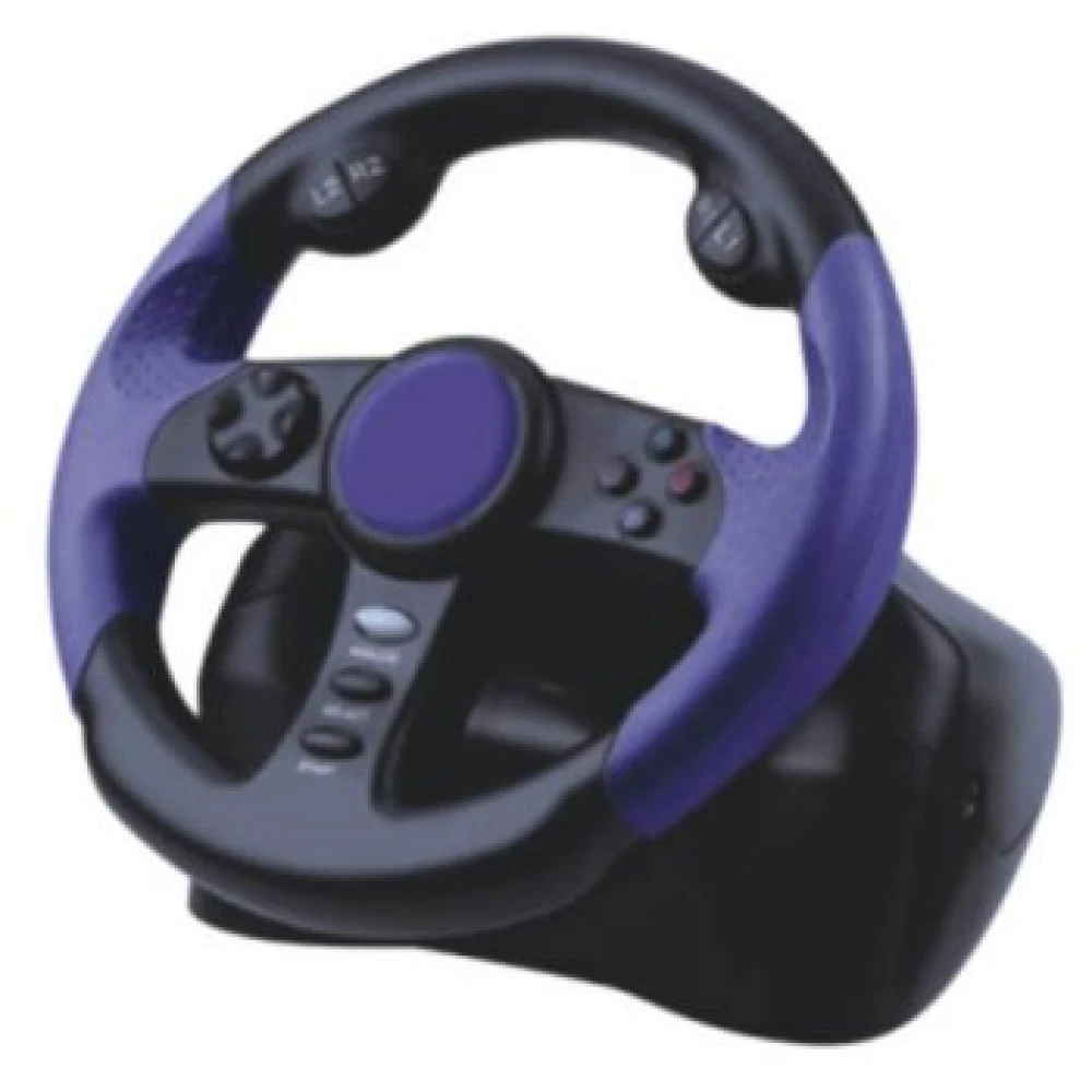 Volante carreras para Playstation 2 con pedales y tecnología Dual Shock