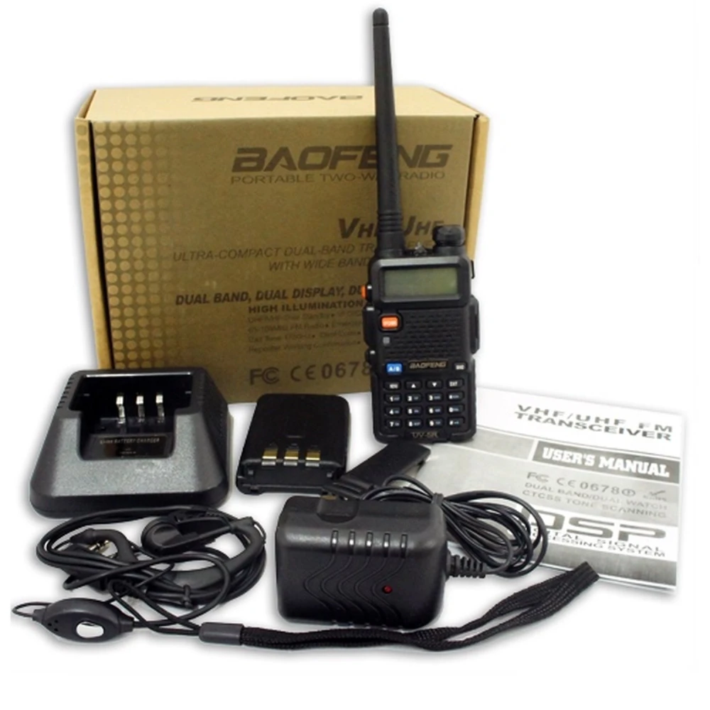 Walkie Talkie Baofeng UV-5R 8W con Pinganillo Auricular y Radio Dual Band VHF/UHF