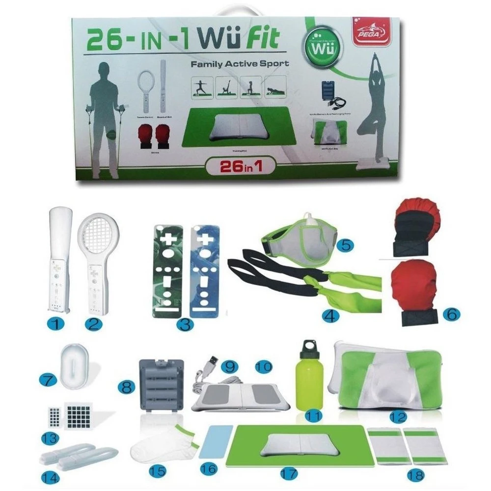 Wii Fit 26 en 1 Family Active Sports Pack - Kit completo de accesorios para Wii Fit